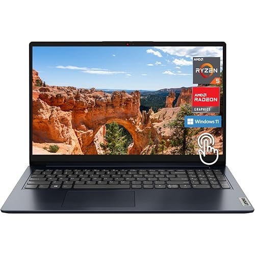 Lenovo Ideapad 1 Laptop, 15.6" FHD (1920x1080) IPS 300nits Anti-Glare Display, Touch, Ryzen 5 7520U, 8GB RAM, 256GB Storage, AMD Radeon Graphics, HDMI, Windows 11, HDMI, Abyss Blue