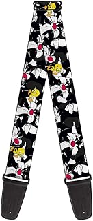 Buckle-Down Guitar Strap - Sylvester and Tweety Poses Scattered Charcoal - 2