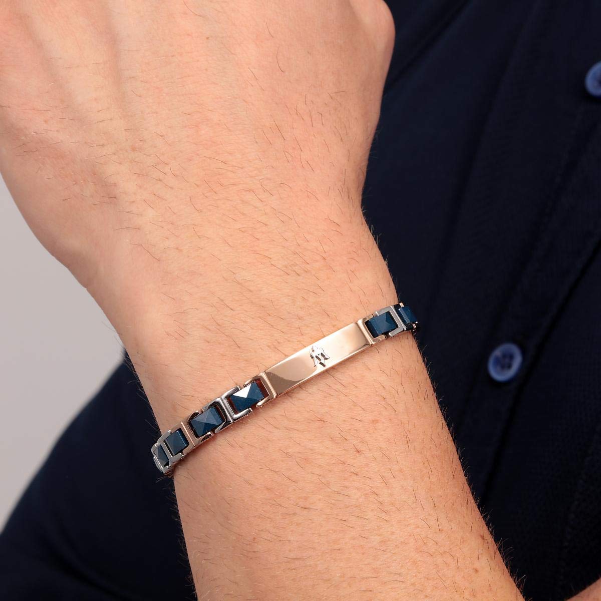 Maserati Jewels Herrenarmband, 22 cm, aus Edelstahl, Keramik, PVD - JM420ATI05