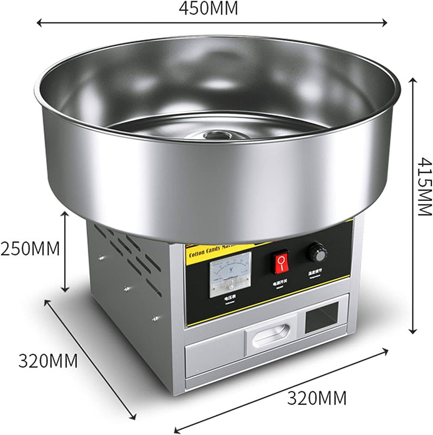 TAHALI Máquina para Hacer Hilo de azúcar, máquina de algodón de azúcar, Fabricantes de Hilo de Caramelo para niños, Suministros para Fiestas, Aperitivos Festivos, Uso Comercial,Silver
