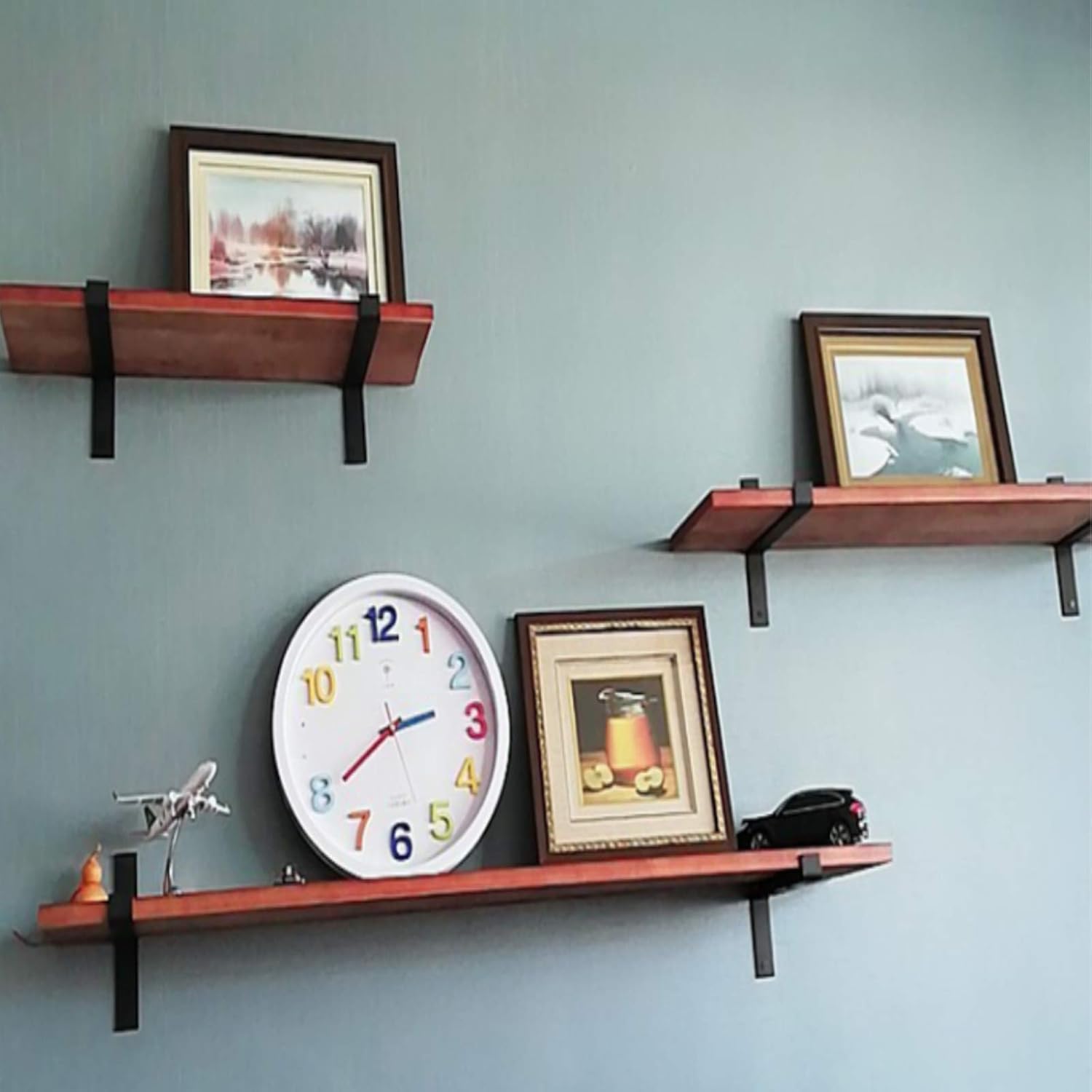 2Pcs Shelf Brackets Band Lip, Industrial Shelf Angle Braces Brackets for Rustic Shelf, Scaffold Board, Wall Mounted Vintage Shelving, Easy to Install, for Living Room, Kitchen,210mm/8 in