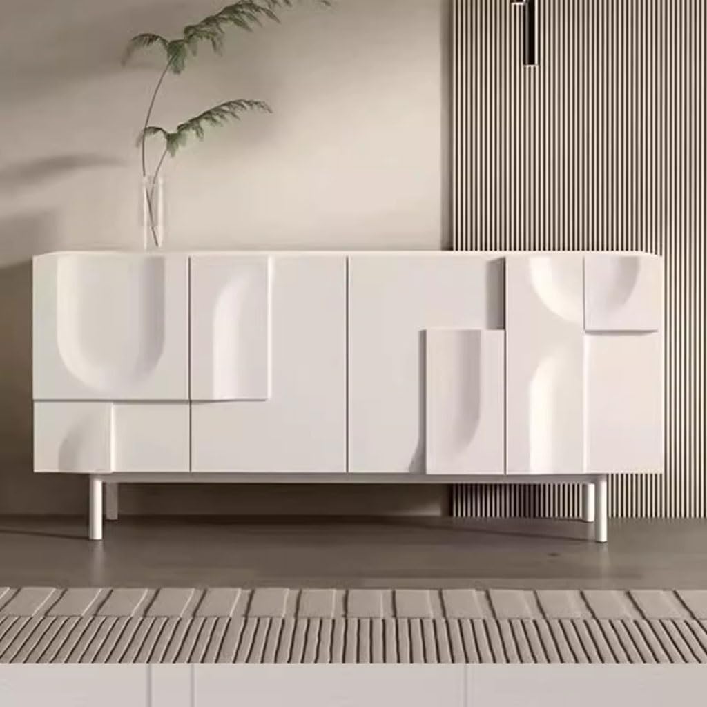 Buffet Cabinet French Entryway Cabinet Cream Sideboard Solid Wood Dining Modern Simple Light Luxury Entrance Shoe Carved Storage Buffet Cabinet with Storage