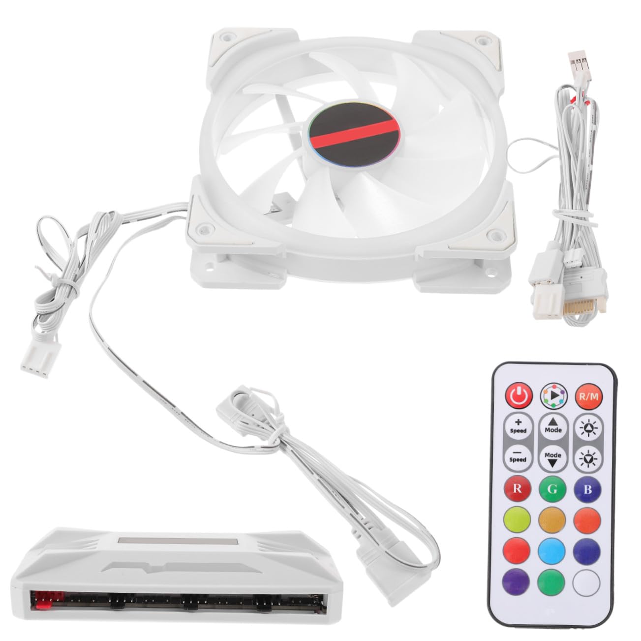 Ventilador de Refrigeración de CPU Silencioso 12cm Abs Blanco | Decoracion Verano, Ventilador de Ordenador Rgb, Luz Doble Cara, Gran Caudal