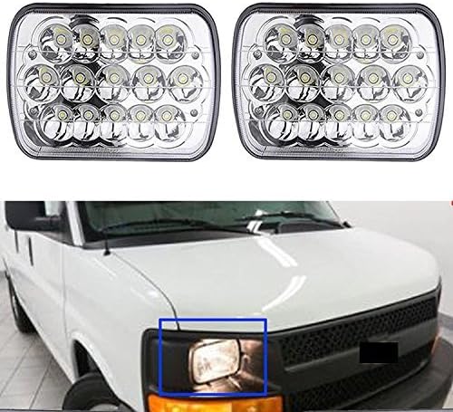 7X6' Inch LED Headlight for Chevy Express Cargo Van 1500 2500 3500 Ford F650 High Low Beam H6014 / H6052 / H6054 / 6054, H4 Plug Replacement Kit Sealed Beam Super Bright