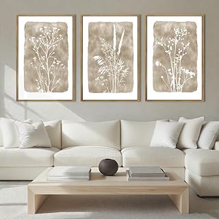 ANHUIB Extra Large Beige Floral Wall Art 24x36 Inch Neutral Floral Wall ...
