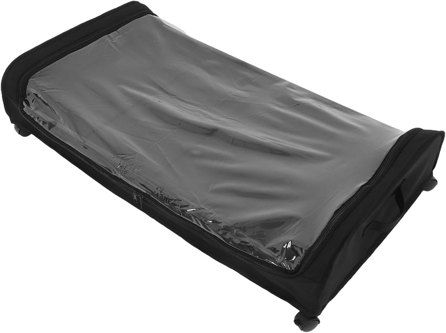 Unomor Bed Storage Drawer with Wheels, 80x43x16cm Black Fabric Container, Rolling Organizer for Clothes and Shoes, Space-saving Storage for Bedroom and Dorm Use