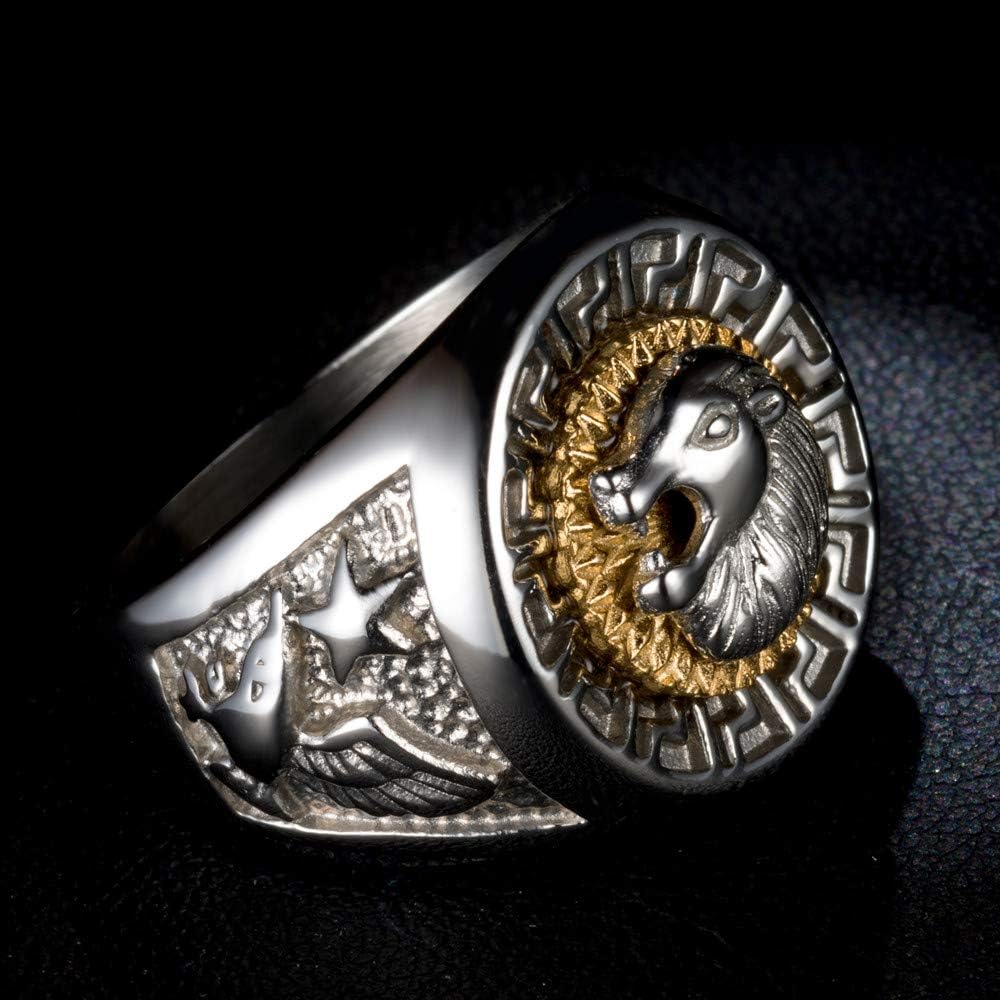 Amazon | Acefeel（エスフィール）18Kメンズ指輪 ライオン獅子ロゴ