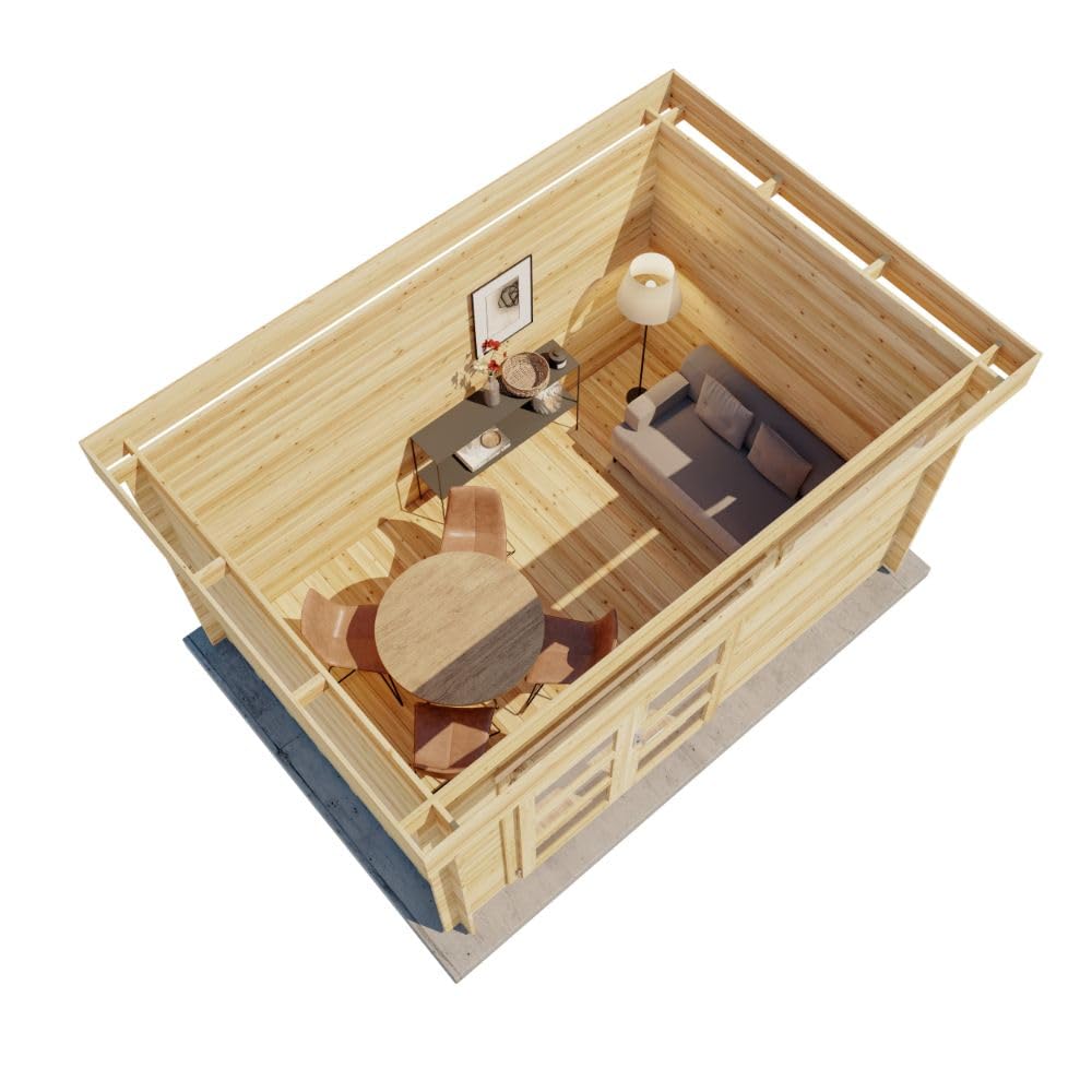 Alpholz Gartenhaus Leandro mit Fußboden aus Holz, Gerätehaus 394x268cm mit 28 mm Wandstärke in Imprägnierung Grau