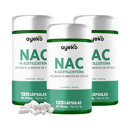 AYEKO - Nac N-acetilcisteína 600mg Alta Concentração Em 1 Capsula - 120 Capsulas
