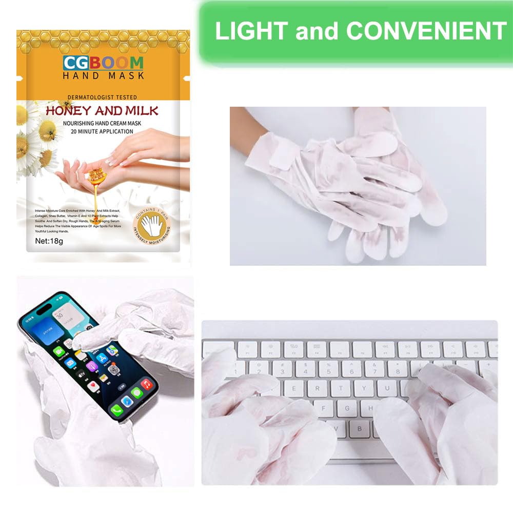 5 paia di guanti idratanti, maschere per mani esfolianti, cura delle mani morbida, per mani secche e screpolate (miele latte)