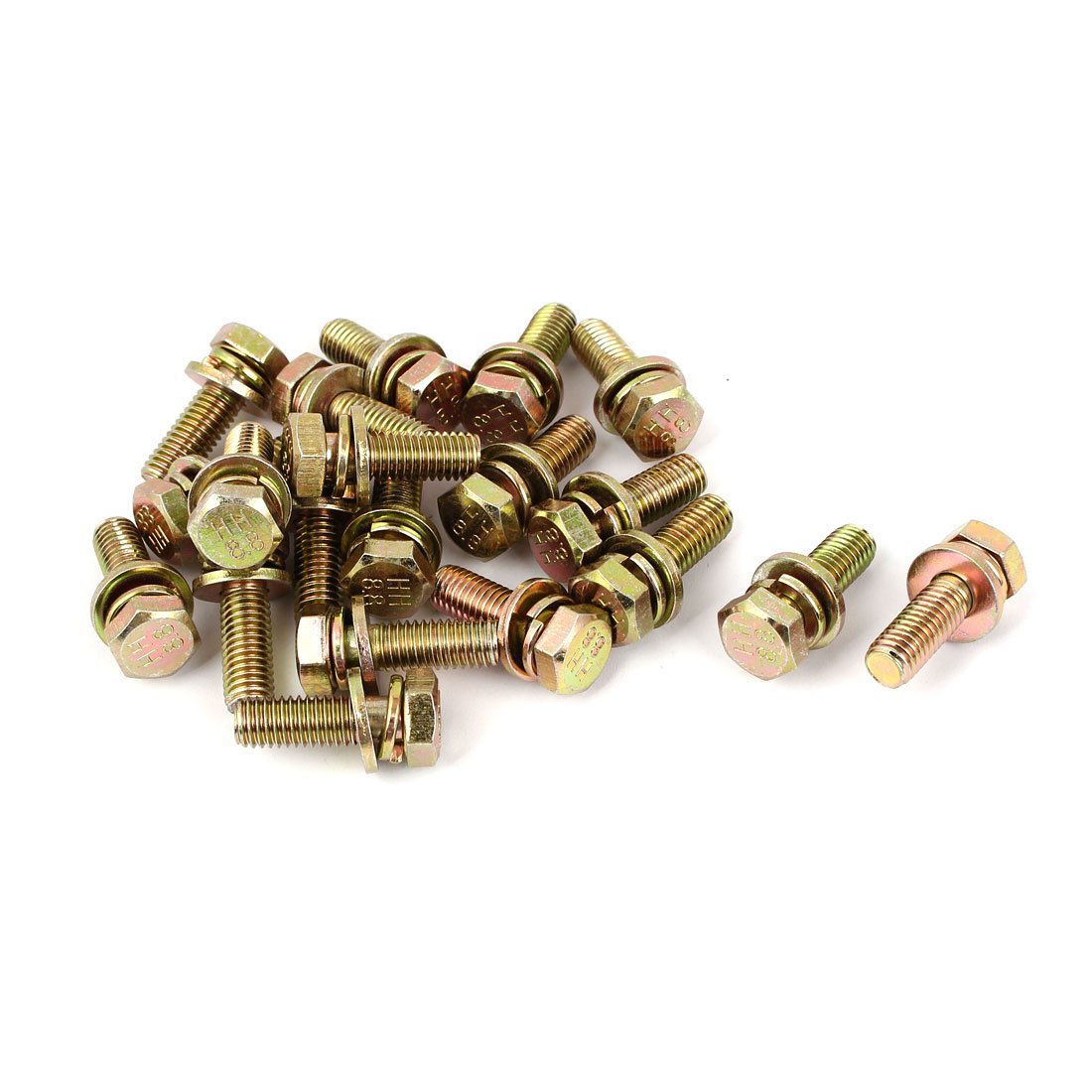 Uxcell Yellow Sourcingmap M8x25mm 8.8 Grade Zinc Plated Hex Head Bolt 20Pcs W Washer