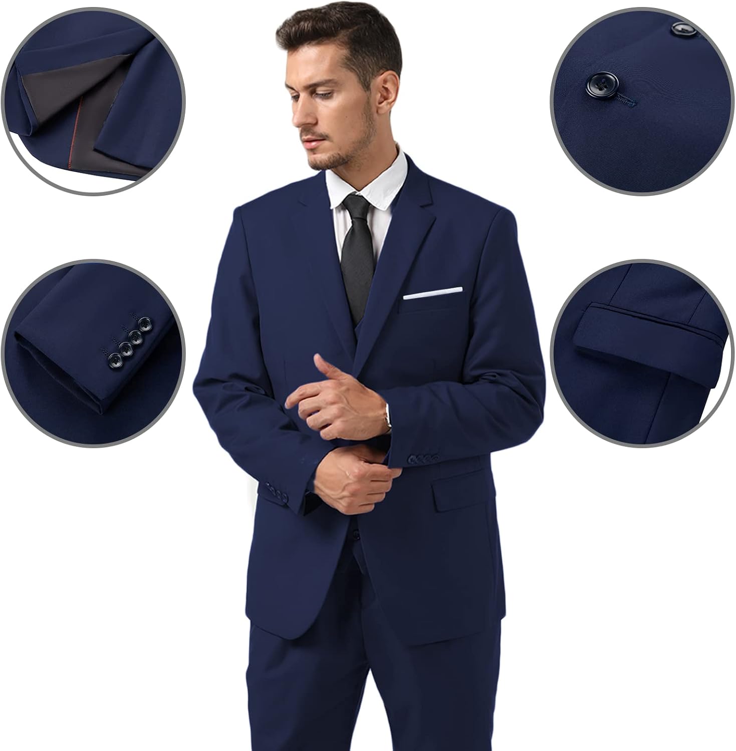 Mens 2 Piece Suit Slim Fit Business Wedding Party Tuxedo Dress Suits for Men Jacket and Pants Set