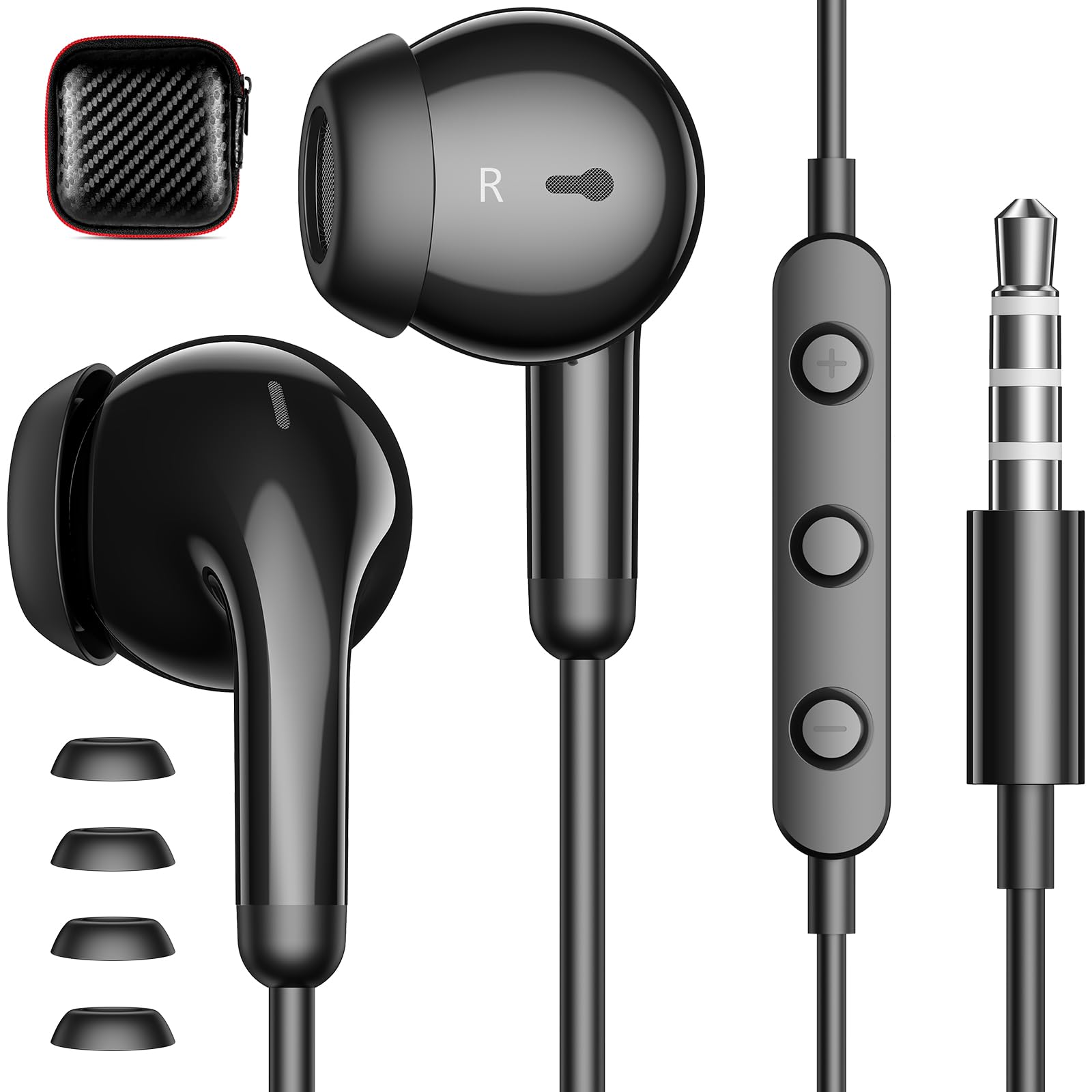 Wired Earbuds Light in-Ear Headphones for MacBook/Laptop/Kindle Fire, Corded Earphones with 3.5mm Jack Microphone Volume Control Plug-in Ear Buds for