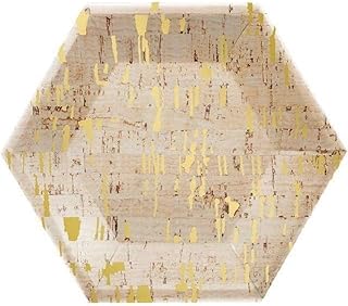 Creative Converting 342109 Cork Design Hexagon Paper Plates, 8