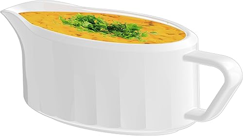 22 OZ Italian Countryside Gravy Boat - White Ceramic Sauce Boat for Gravy, Sauces and Syrups