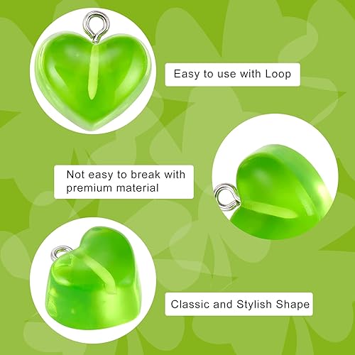 Miniatura 3 de KitBeads 20 dijes de corazón de gomita mezclados al azar, de resina, kawaii de San Valentín, encantos de corazón transparentes para hacer joyas y