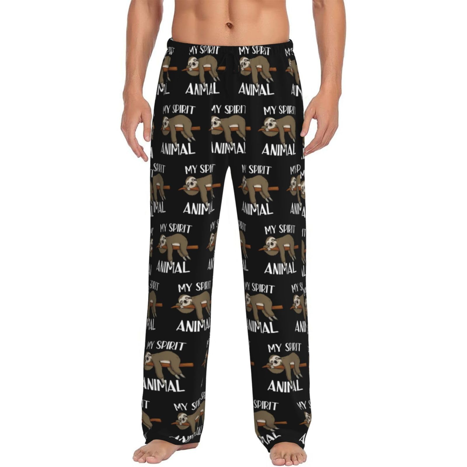 Lznjz Men's As Shown Pyjamas For With Pockets, Sleeping Cartoon Sloth Pyjamas Pants