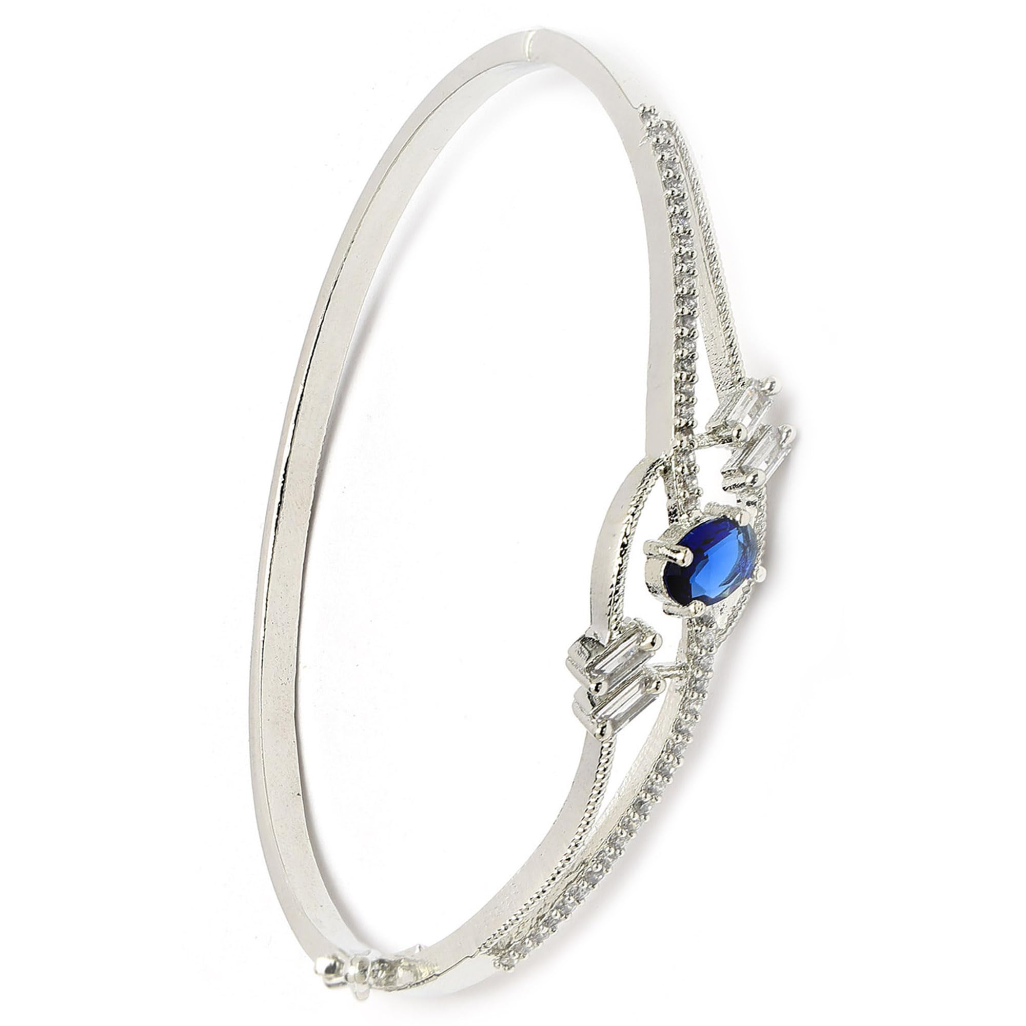 ZENEME Stylish Rhodium Plated American Diamond Silver Plated Openable Cuff Bracelet For Women & Girls (Celtic Charm Blue Bracelet) (B0D8JJLHDM) Amazon Price History, Amazon Price Tracker