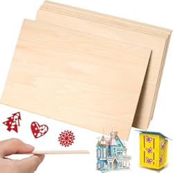 Panel Listones 6 Paneles de Madera de Balsa, Madera Sin Acabado de Tilo Fino Sin Pintar, Paneles de Madera Contrachapada para Bricolaje Manualidades, Carpintería, Mini Casa, Barco, Avión Modelo (300 x 200 x 1.5 mm)