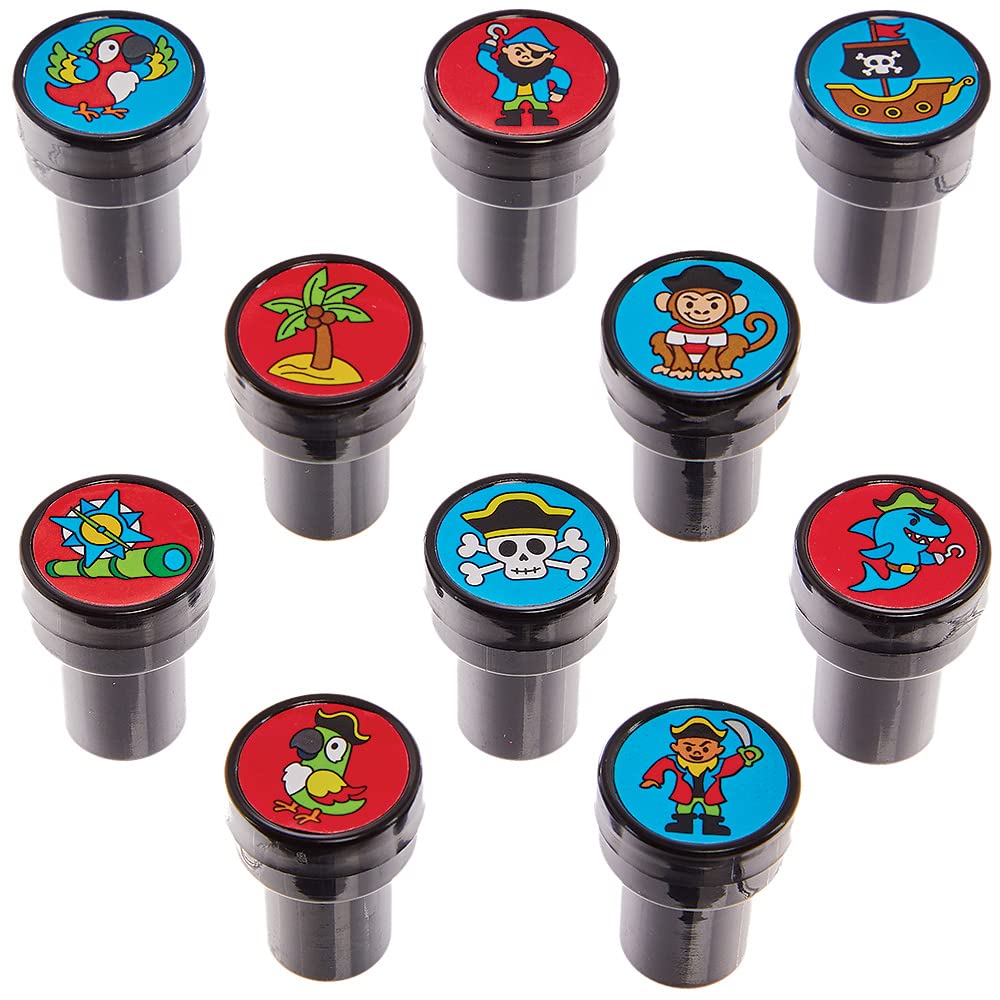 Baker Ross FX621 Sellos de piratas - Pack de 10, Sellos para manualidades infantiles