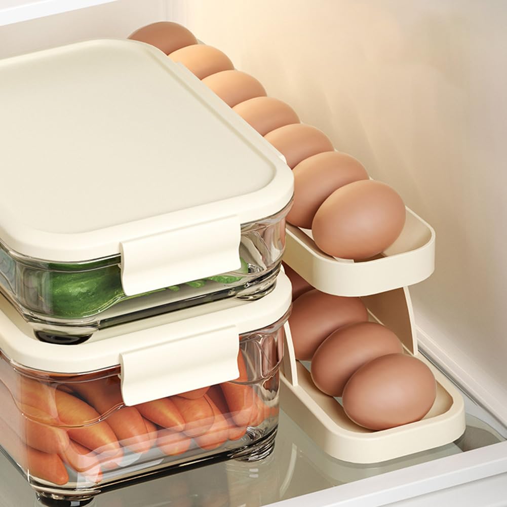Coquetiers, Distributeur Automatique d'œufs à défilement à Deux Couches, conteneur for réfrigérateur à œufs, Support de Conservation des œufs, Gadgets de Cuisine