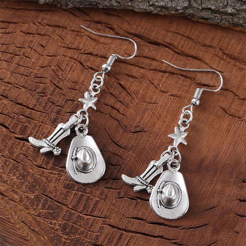 Boots Hat Drop Earrings for Women Boho Country Boot Hat Dangle Earrings Western Party Jewelry - Image 6