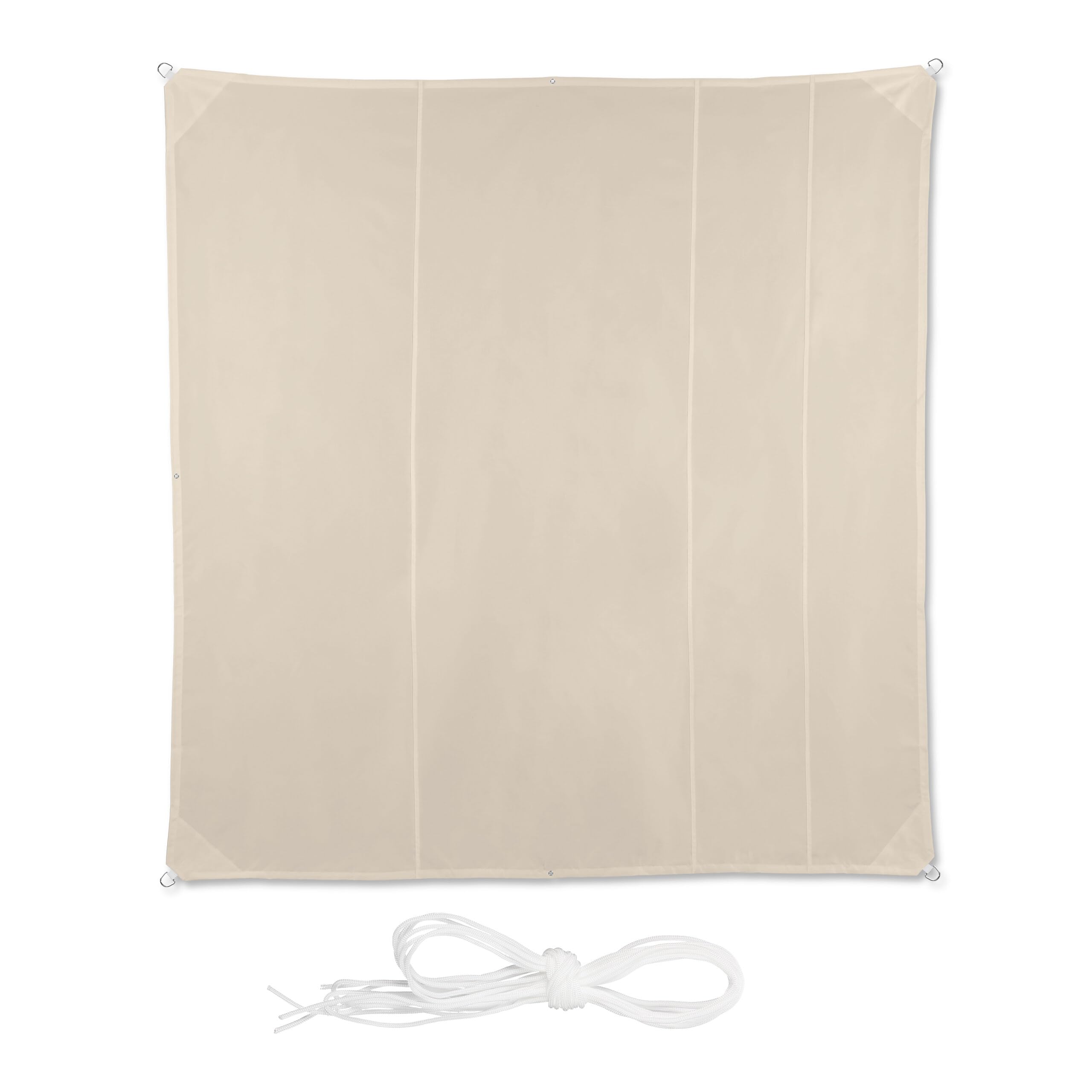 relaxdays Tenda a Vela Quadrata, Impermeabile, Anti UV, Corde di Supporto, da Terrazza e Giardino, LxP: 5x5 m, Beige, 5 x 5 m