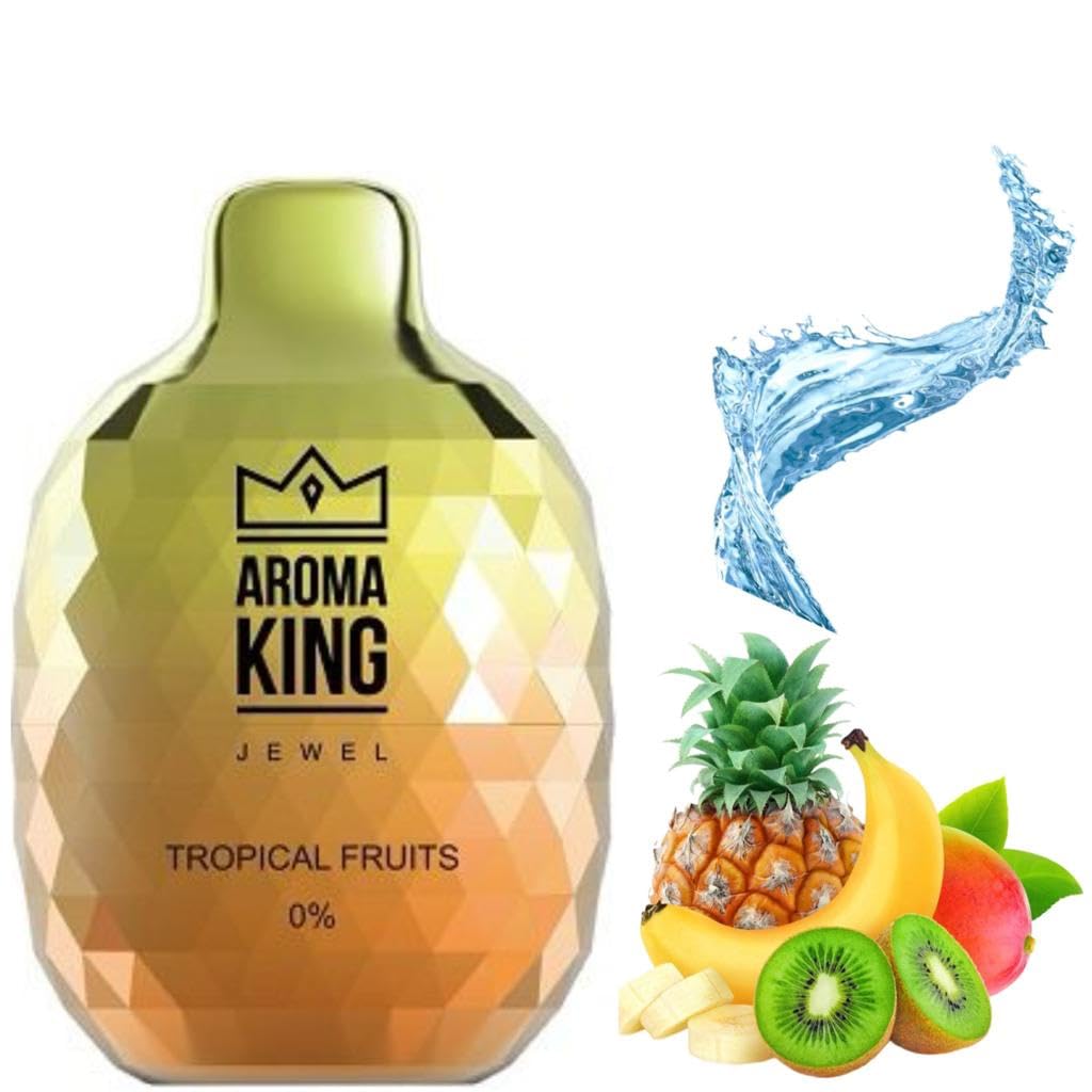 Aroma King Jewel 8000 Puffs Nicotine Free Disposable Vape Kit, Prefilled 2ml e-liquid Vapes Rechargeable, Draw Activated Shisha Flavour E Cigarette vape Pen (Tropicl Fruits)