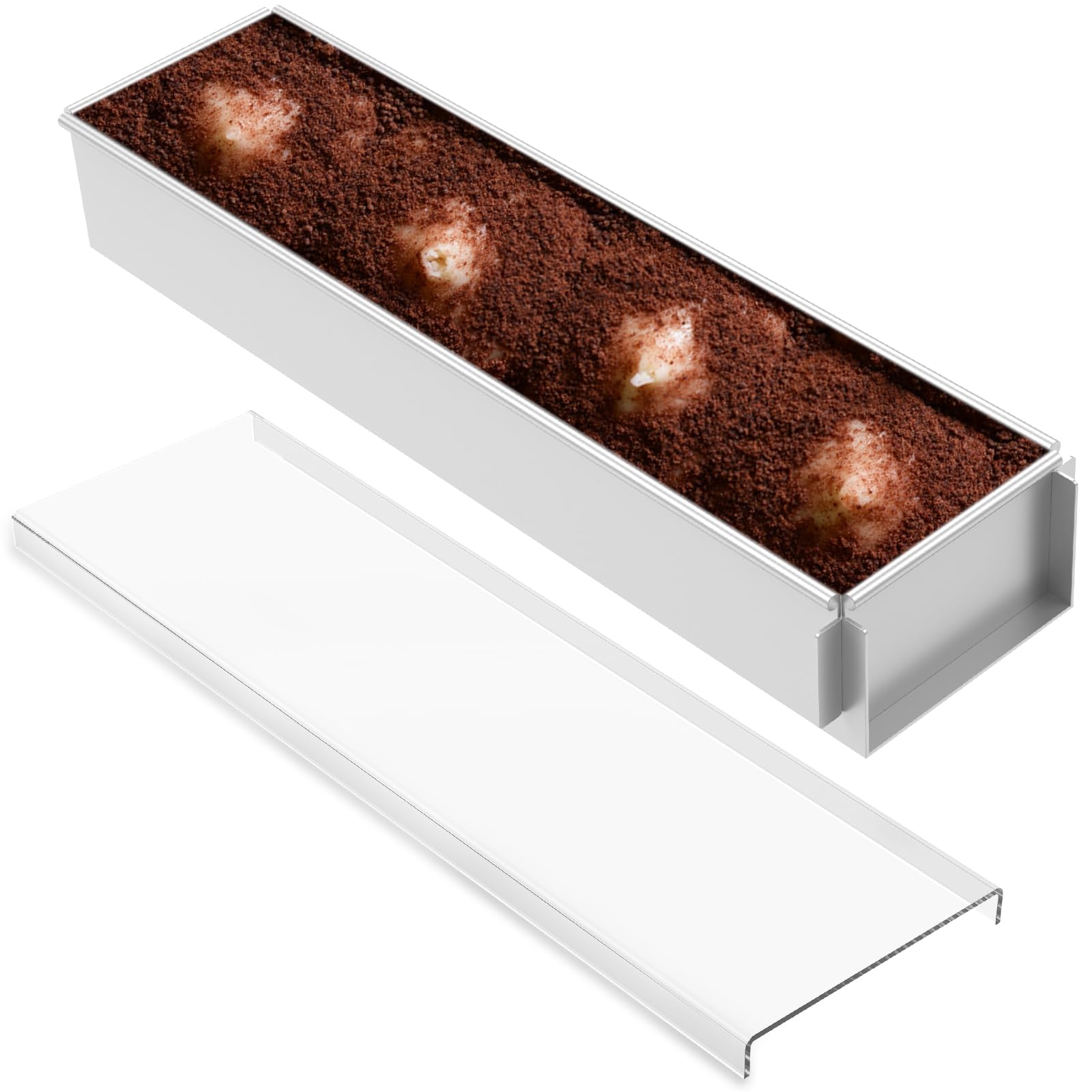 Rectangular Box Cheese Baking Tray, Removable Side, Easy to Clean, Cake Sheet Mold,16.4x3.9x2.3 In Non-Stick Cake Model Sheet Pan Mould for Tiramisu CheeseCake BrownieCake