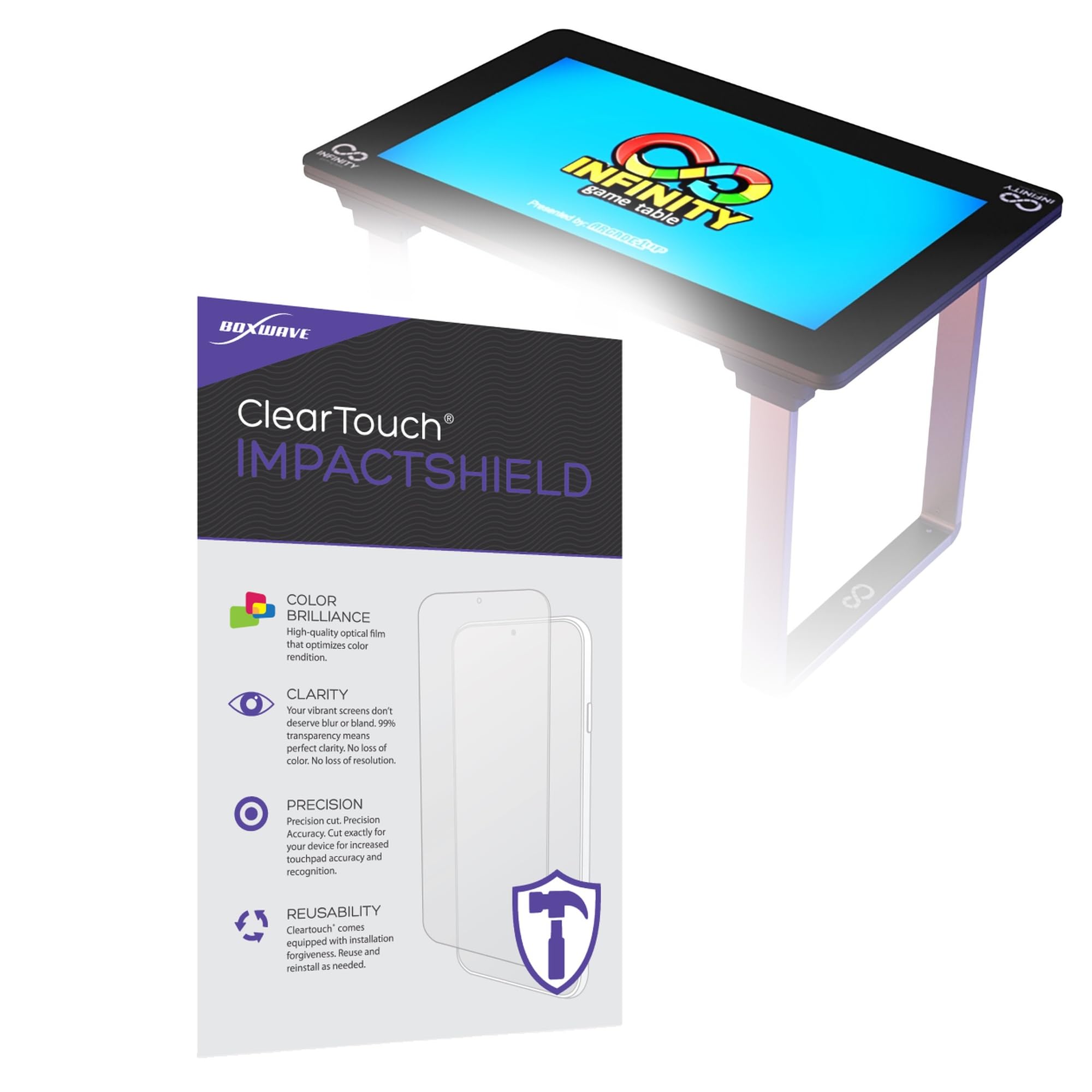 BoxWave Screen Protector Compatible with Arcade1Up Infinity Game Table (32 in) - ClearTouch ImpactShield (2-Pack), Impenetrable Screen Protector Flexible Film