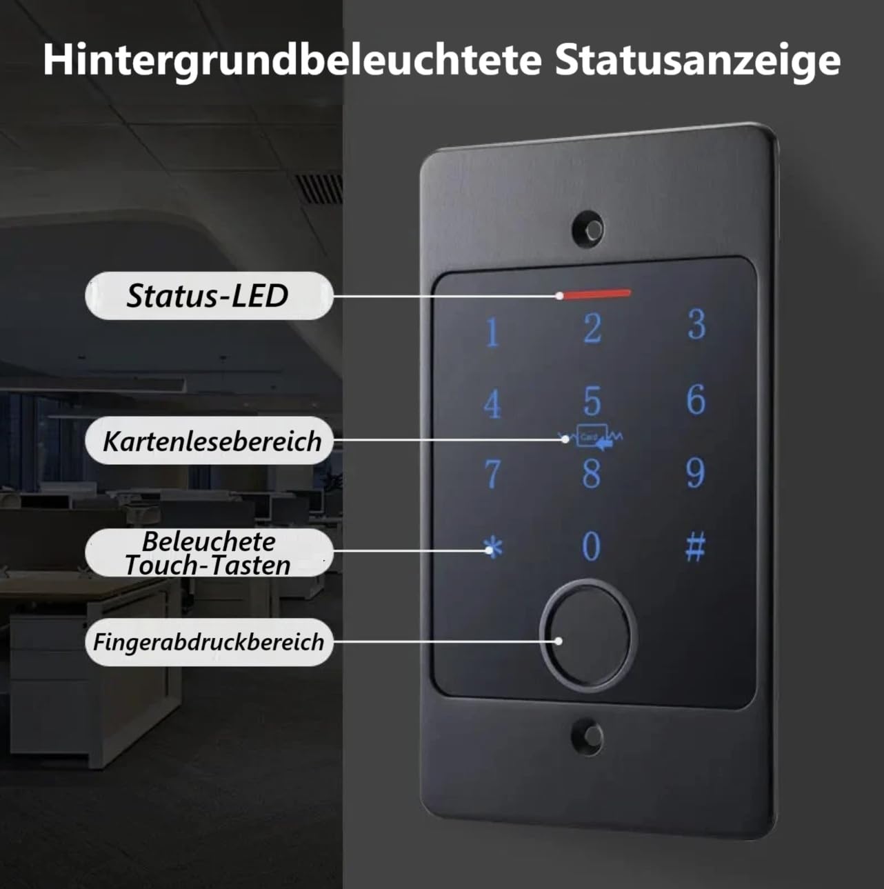 MATHFEL Smart Lock Zugangssystem mit Fingerabdruck & RFID – Elektronisches Türschloss für Haustür, IP66, Code & Transponder, Elektrisches Türschloss Außen, Automatisches Smartes Türschloss (Unterputz)