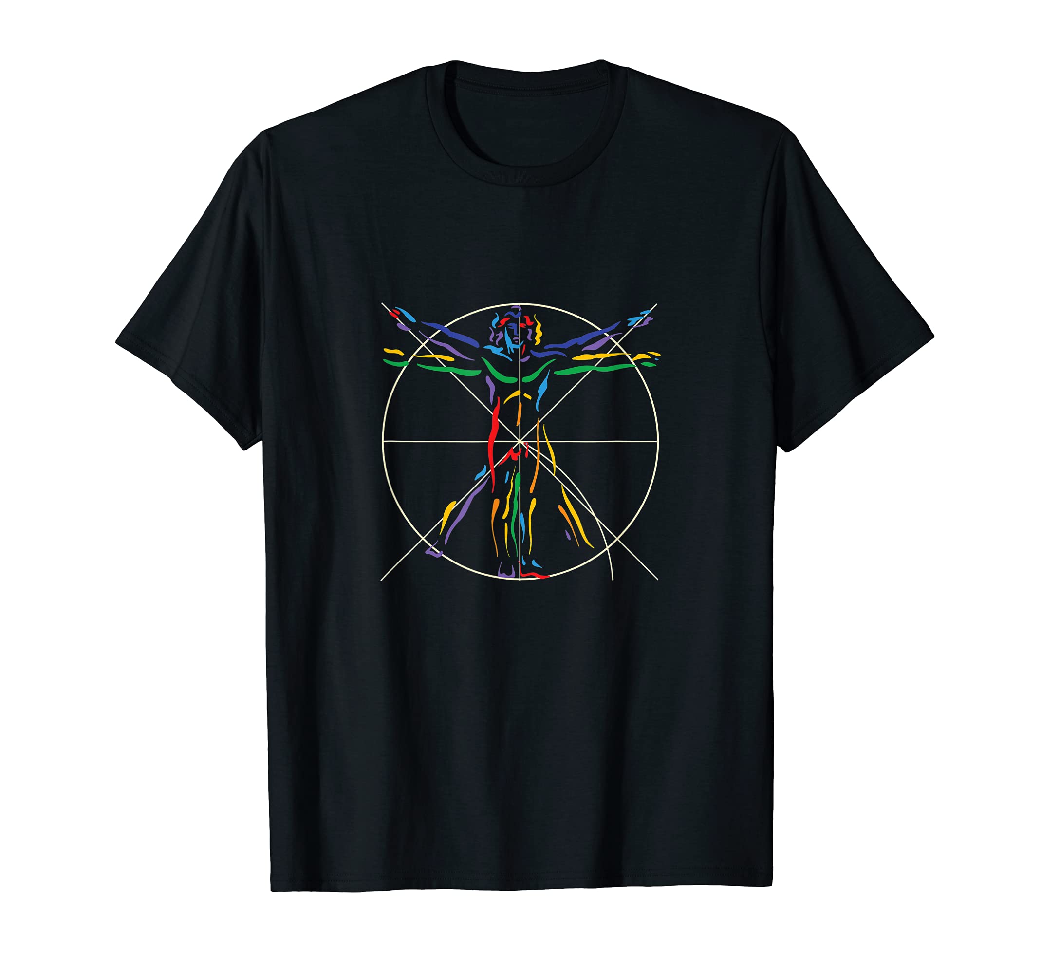 Anatomy DaVinci Vitruvian Man Chakra colors T-shirt T-Shirt