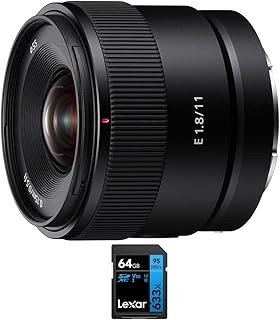 Sony SEL11F18 E 11mm F1.8 APS-C Ultra-Wide-Angle Prime for APS-C Cameras Bundle with Lexar Professional 633x 64GB UHS-1 Class 10 SDXC Memory Card