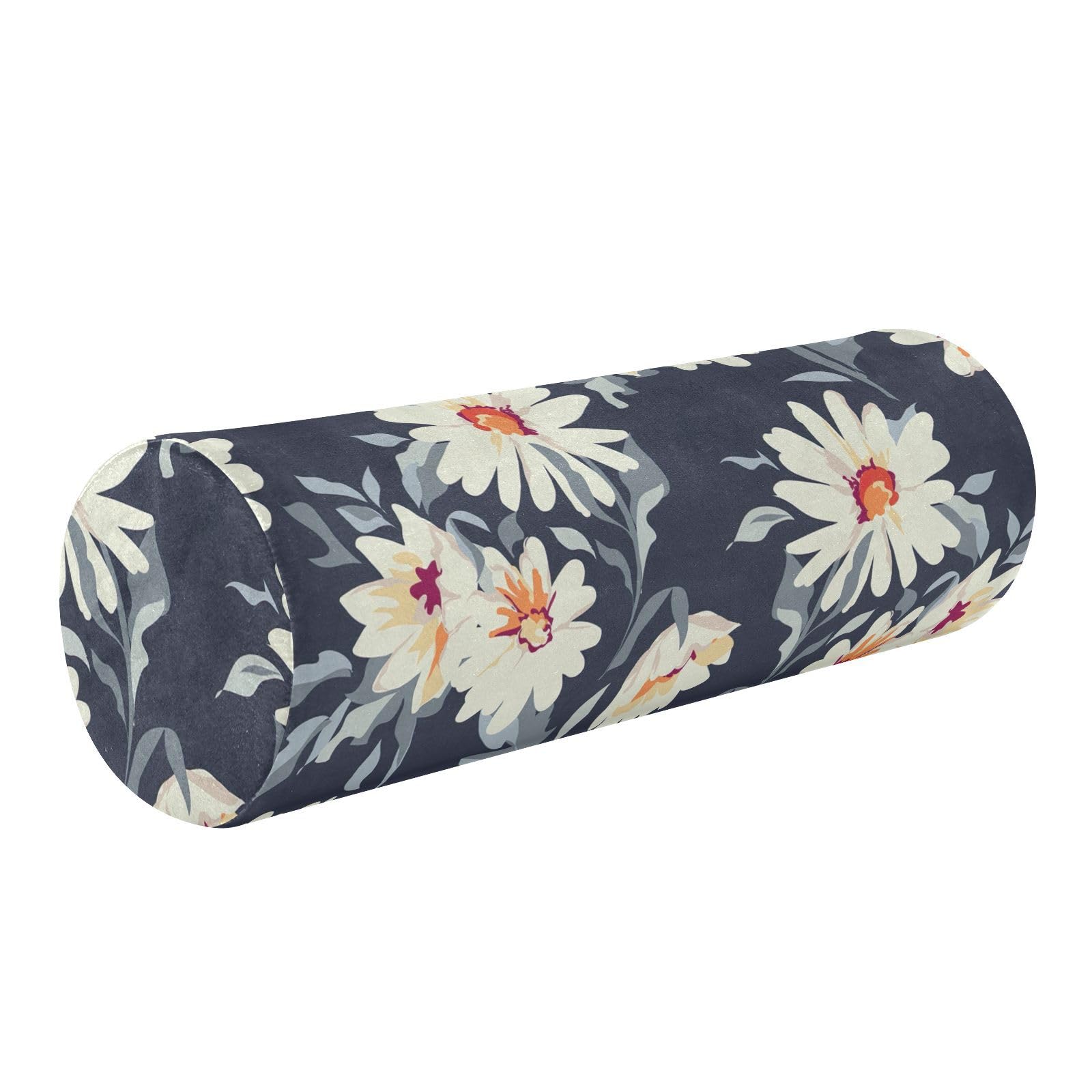 FRODOTGV Pretty Daisy Floral Print Bolster Pillow Long Small Neck Roll Pillow Long Round Pillows for Bed Cylinder Pillows Sleeping Pillow Neck Support Side Sleeper