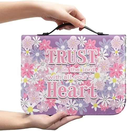 Miniatura 2 de Funda para Biblia clásica morada, tamaño grande, funda de cuero para libros, bolsa de iglesia, bolsa de Biblia, funda protectora para la Biblia con