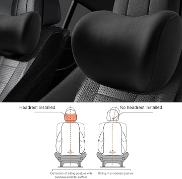 Car Headrest Pillow for Driving, 2Pack Car Neck Support Pillow, Soft Breathable Memory Foam Carseat Headrest, Ergonomic Universal Car Pillow for Relieving Neck Fatigue