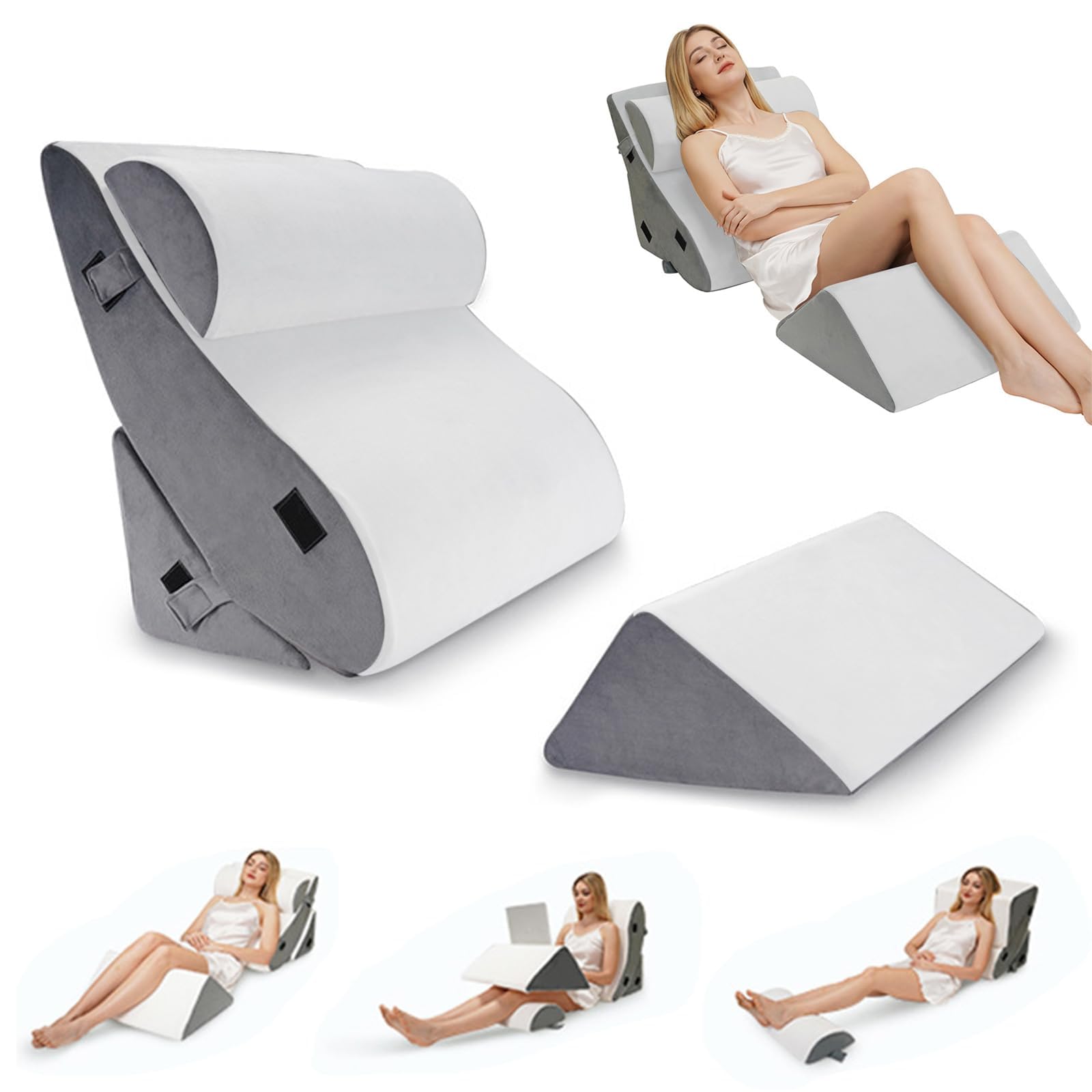 Set di 4 cuscini ortopedici per letto con sacchetti di stoccaggio e compressione, per alleviare dolori al collo, alla schiena e alle gambe dopo interventi chirurgici, contro russare e