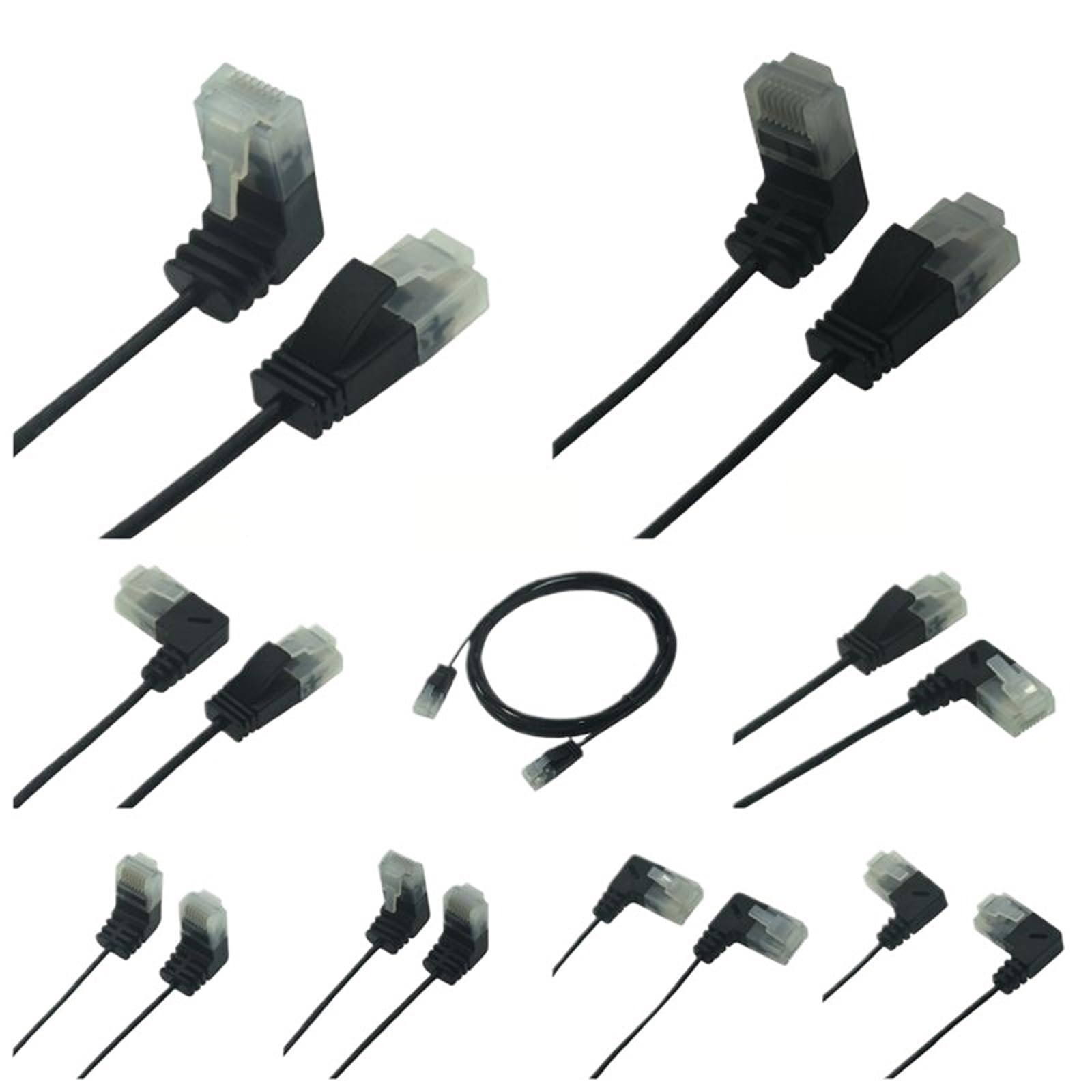 Ultra cienki kabel Ethernet Cat6 Super cienki RJ45, prawy, lewy, górny w dół kąt 90 stopni, kabel sieciowy UTP UTP LAN Cat6a 0,25 m-3 m (UT-027-lewy, 5 m)