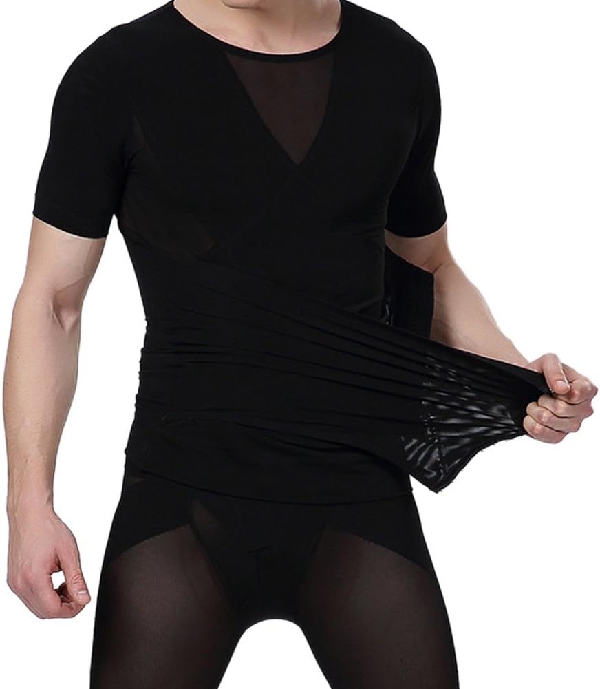 eYourlife2012 Men's Slimming X Body Shaper Waist Cincher Trimmer Adjustment Buckles T-Shirts