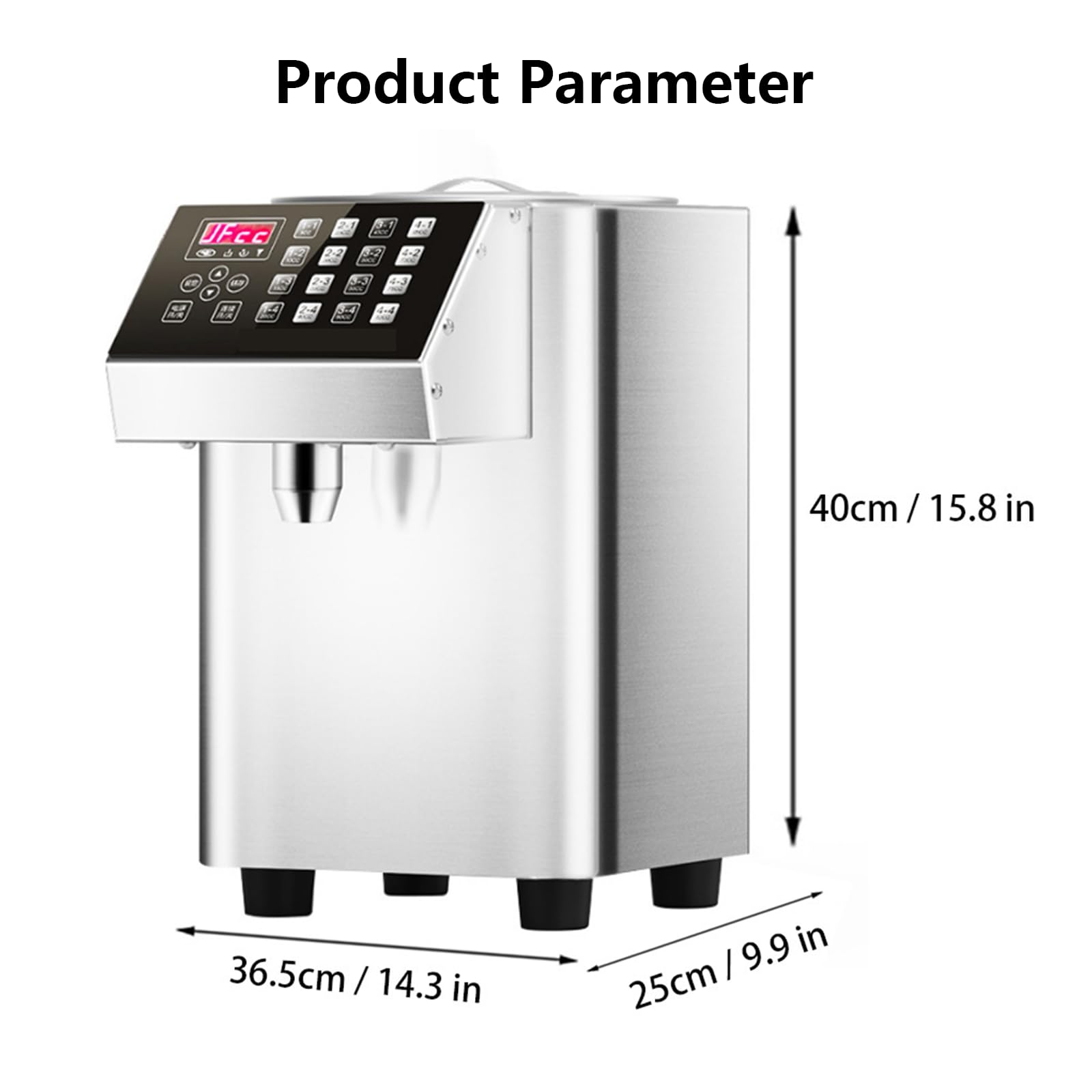 Distributeur de sirop de 8 litres, distributeur de sucre de fruits 400 W, distributeur de sucre de fruit en acier inoxydable, distributeur de sirop avec 16 boutons mémoire, pour desserts, thé au lait