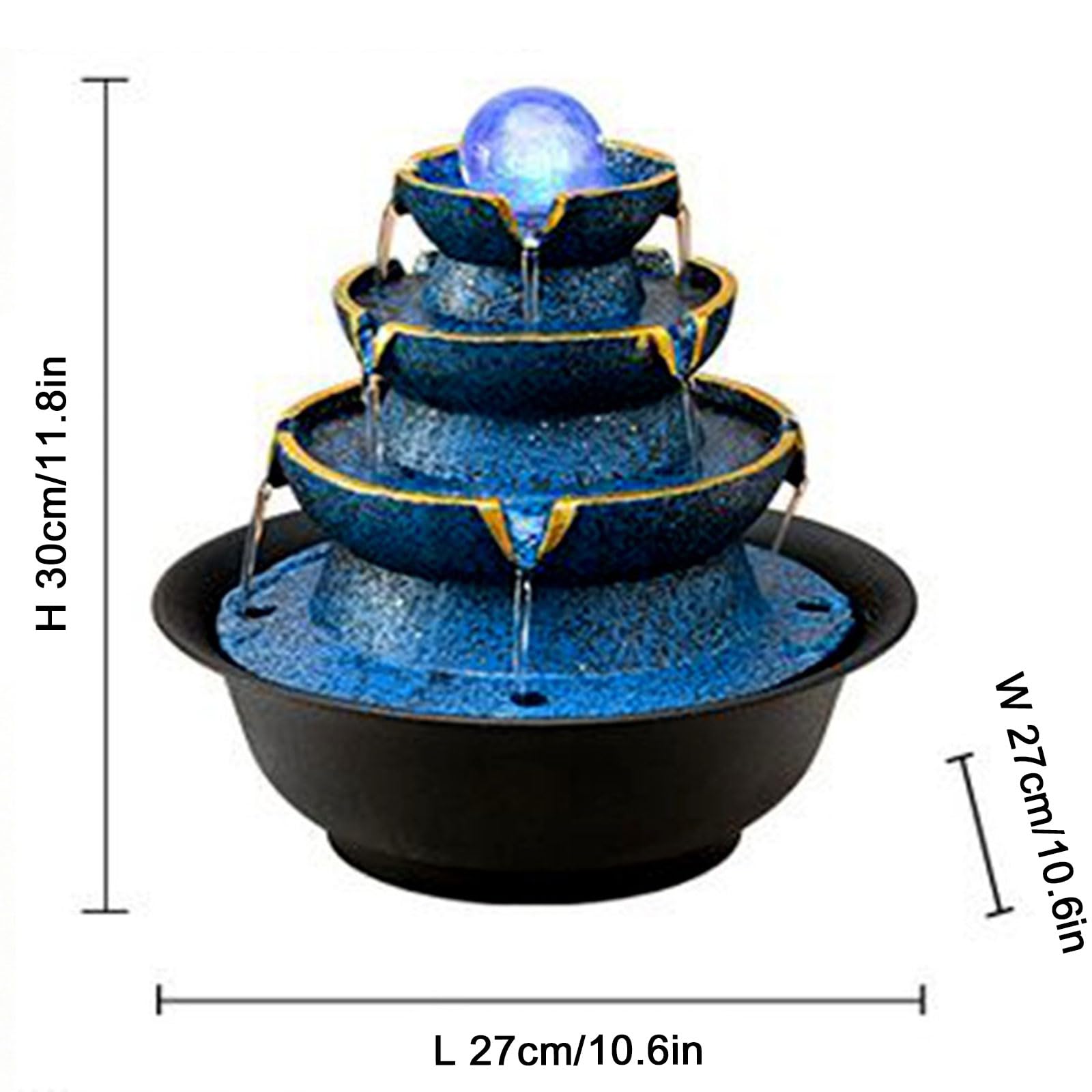 Fuente Decorativa de jardín, Fuente de Agua con Cascada, de Resina, con Efecto de Niebla, Bola de Cristal, Bomba de Agua, decoración para salón, Dormitorio, Oficina