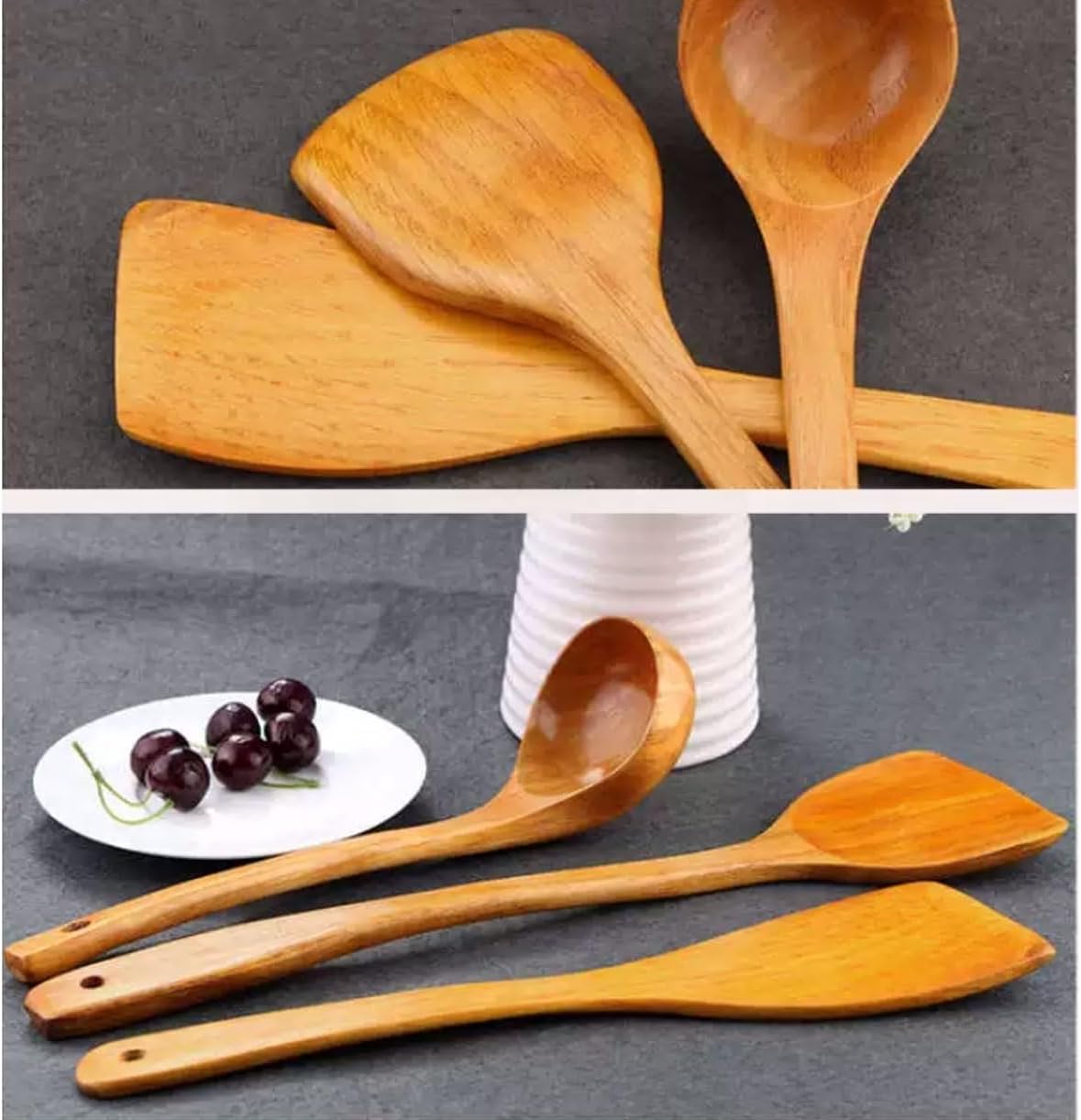 Wood Spoons for Cooking Spatulas Kitchen Cooking Utensils 4 Pieces Sets Bakeware Tools