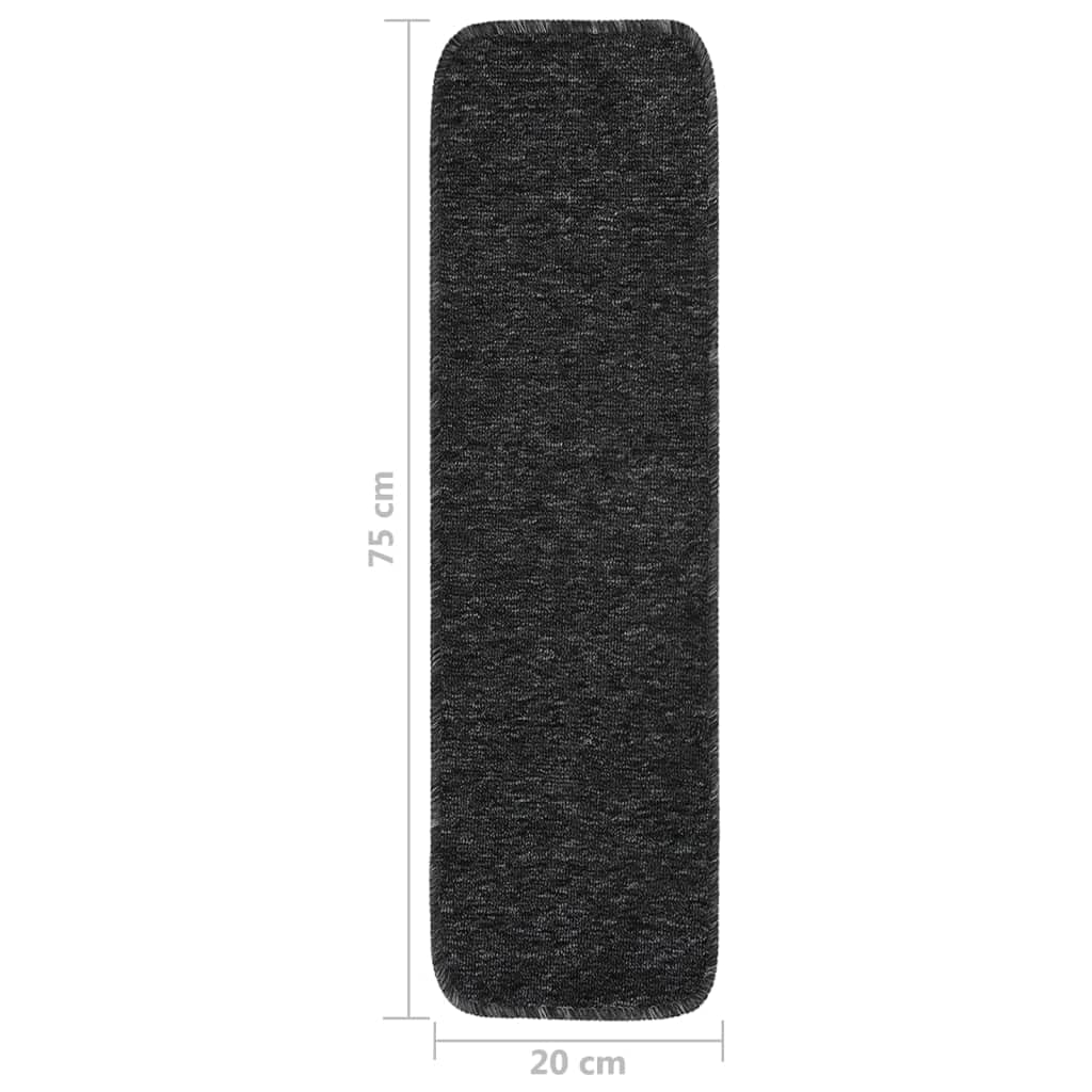 vidaXL 15x Tapis d'Escalier Antidérapants Rectangulaires Carpettes de Marches d'Escalier Protecteurs Moquettes Couvre-marches Décoration 75x20 cm Anthracite