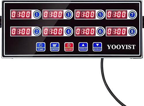 YOOYIST Temporizador de cocina comercial de 8 canales Pro LED digital para restaurante chef mantiene el seguimiento del tiempo de acero inoxidable