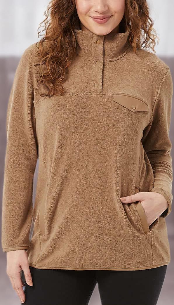 32 Degrees Heat Womens Midweight Snap Arctic Fleece Pullover - Image 9