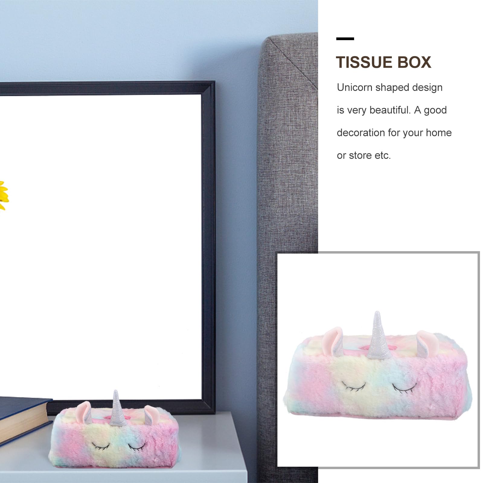 WOONEKY Einhorn-Taschentuchspender Plüsch Baumwolle Serviettenhalter Kreative Tissue Box Abdeckung Für Zuhause Büro Geschäft