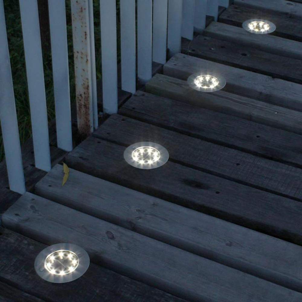 8LED Solaire IP65 lumière souterraine extérieure Jardin étanche Pathway Buried Chemin Lampe Spot encastrable Creusée éclairage paysager,Warm White,4PC
