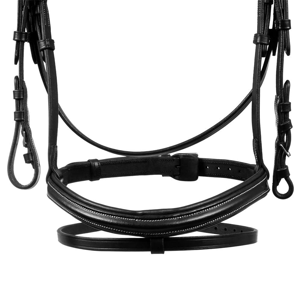 Testiera Anatomica in Pelle rialzata e Imbottita Pony, Nero