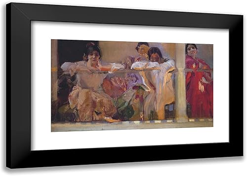 Vista 4 de ArtDirect Sorolla, Joaquin 24x17 Black Ornate Framed Art Print with Double Matting Titled: Artists Patio Cafe Novedades Seville Black Ornate Wood