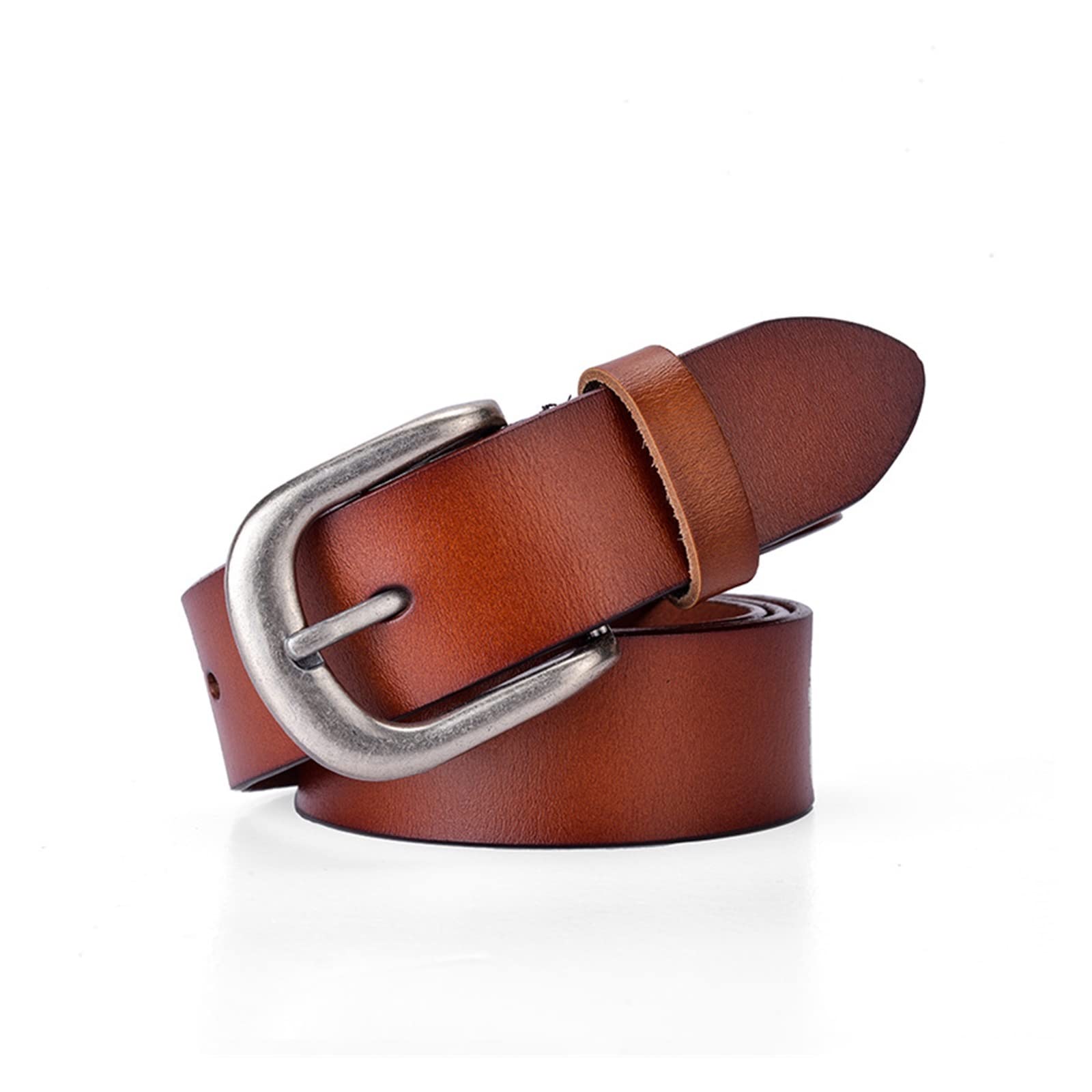 ZZSRJ Ceinture Rose Femmes Ceinture Solide en Cuir for Pantalon Femme Boucle ardillon Dames Ceintures 43.30in (Belt Length : 110cm, Color : Brown)